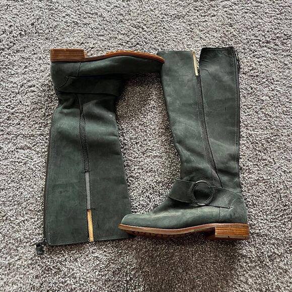 Olukai Holo Lio II Tall Riding Harness Boots Knee High Dark Shadow Back Zip Sz 7 - Picture 2 of 6